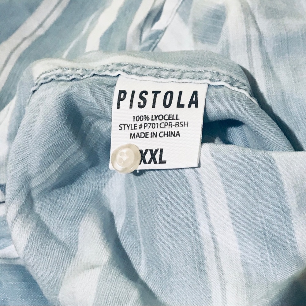 🎊HOST PICK🎊 PISTOLA’s💙Ava Striped Button Down Hi-Low👚XXLG - Picture 11 of 16